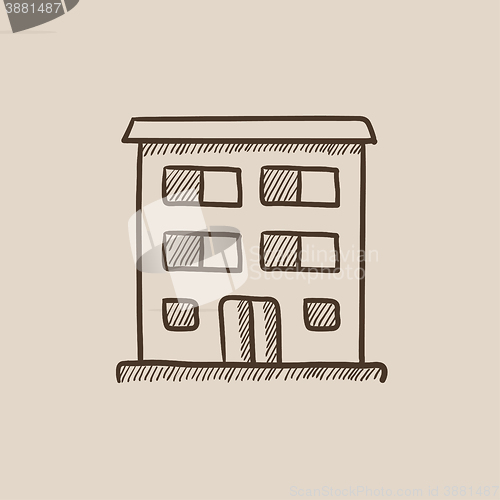 Image of Residential building sketch icon.