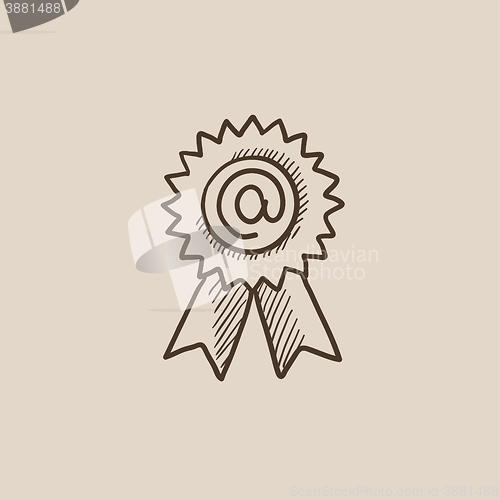 Image of Award with at sign sketch icon.