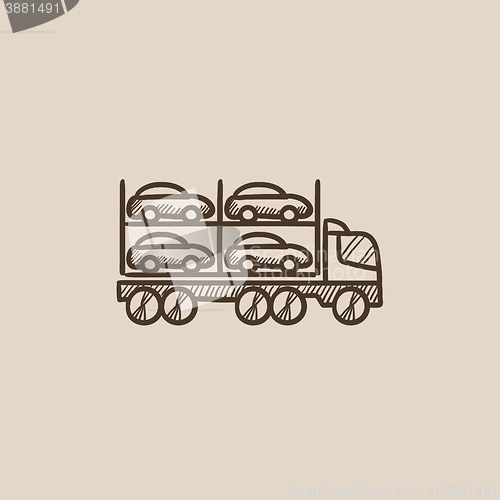 Image of Car carrier sketch icon.