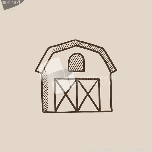 Image of Farm building sketch icon.