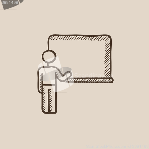 Image of Professor pointing at blackboard sketch icon.