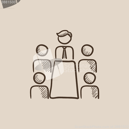 Image of Business meeting in the office sketch icon.