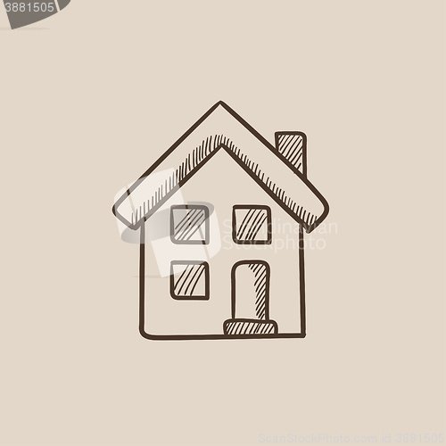 Image of Two storey detached house sketch icon.