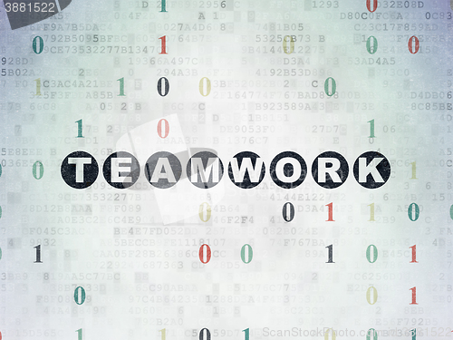 Image of Finance concept: Teamwork on Digital Data Paper background