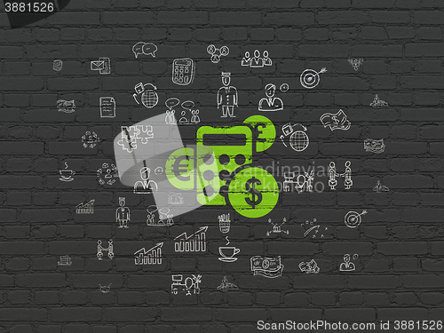 Image of Finance concept: Calculator on wall background
