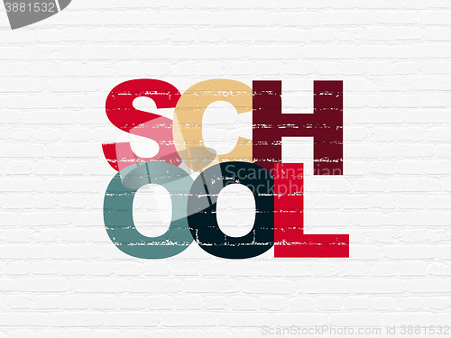 Image of Education concept: School on wall background