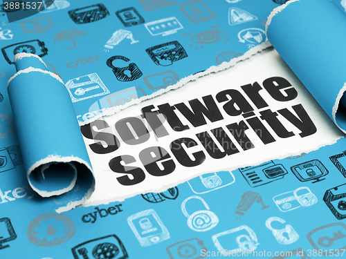 Image of Security concept: black text Software Security under the piece of  torn paper