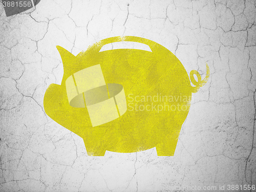 Image of Money concept: Money Box on wall background