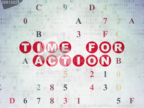 Image of Time concept: Time for Action on Digital Data Paper background