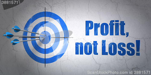 Image of Business concept: target and Profit, Not Loss! on wall background