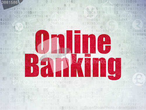 Image of Money concept: Online Banking on Digital Data Paper background