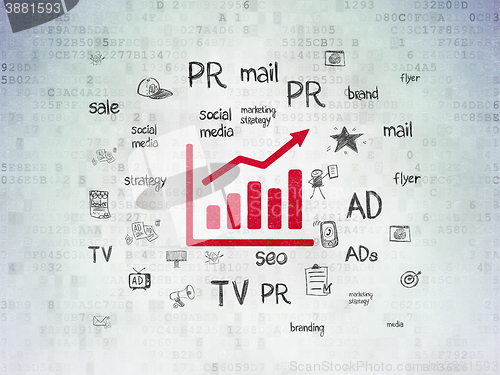 Image of Marketing concept: Growth Graph on Digital Data Paper background