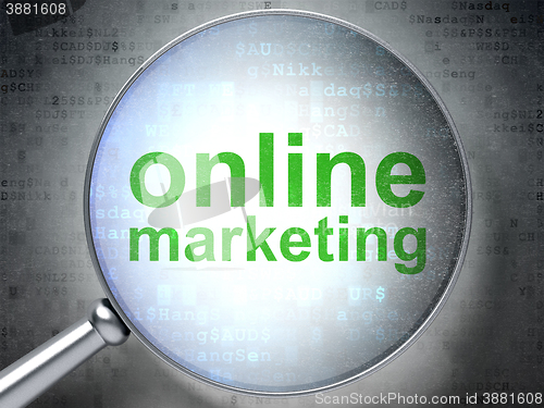 Image of Advertising concept: Online Marketing with optical glass