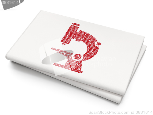 Image of Science concept: Microscope on Blank Newspaper background