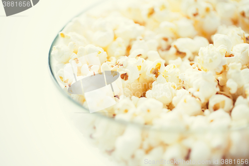 Image of close up of popcorn in glass bowl