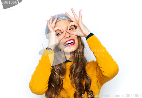 Image of happy young woman or teen girl having fun