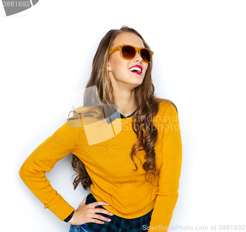 Image of happy young woman or teen girl in casual clothes