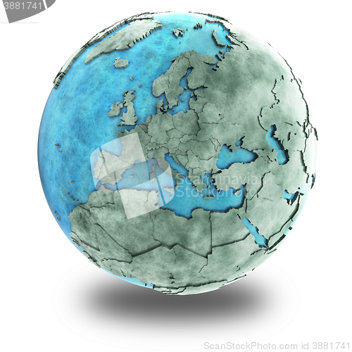 Image of Europe on marble planet Earth