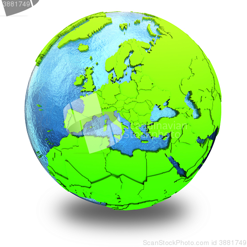 Image of Europe on green Earth