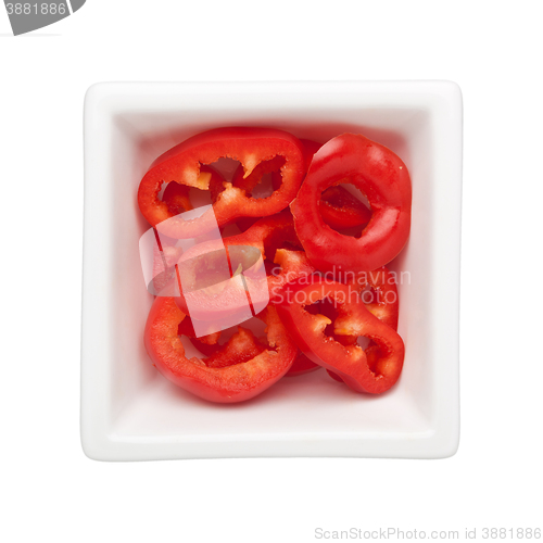 Image of Sliced red bell pepper