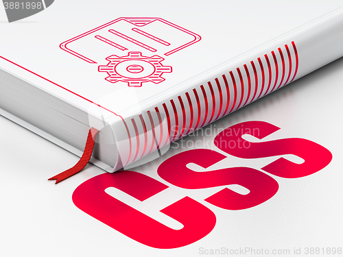 Image of Software concept: book Gear, Css on white background