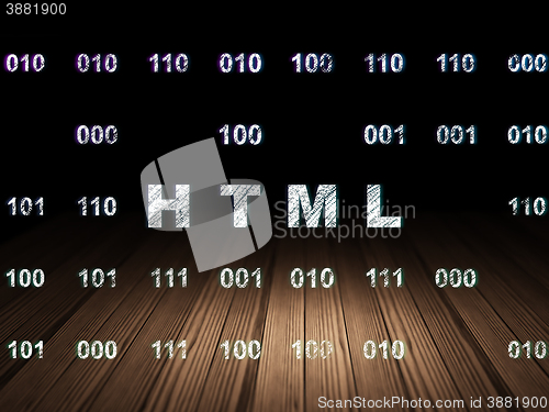 Image of Software concept: Html in grunge dark room