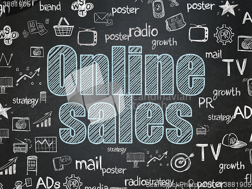 Image of Marketing concept: Online Sales on School board background