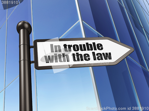 Image of Law concept: sign In trouble With The law on Building background