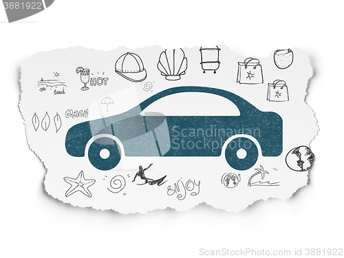 Image of Tourism concept: Car on Torn Paper background