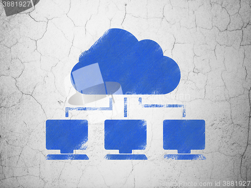 Image of Cloud technology concept: Cloud Network on wall background