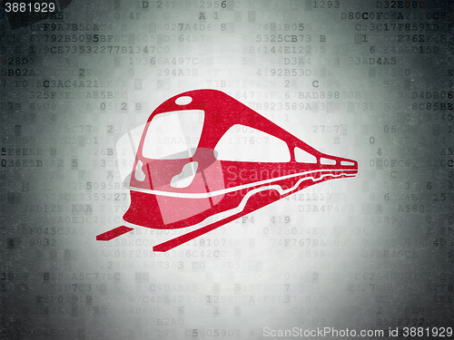 Image of Travel concept: Train on Digital Data Paper background