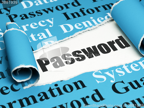 Image of Security concept: black text Password under the piece of  torn paper