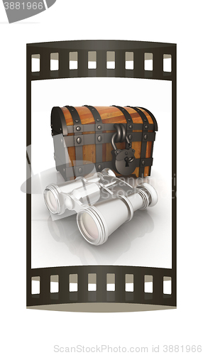 Image of binoculars and chest. The film strip