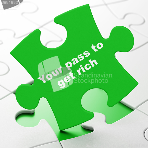 Image of Business concept: Your Pass to Get Rich on puzzle background