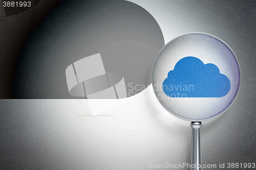 Image of Cloud networking concept:  Cloud with optical glass on digital background