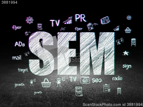 Image of Advertising concept: SEM in grunge dark room