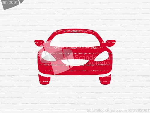 Image of Tourism concept: Car on wall background