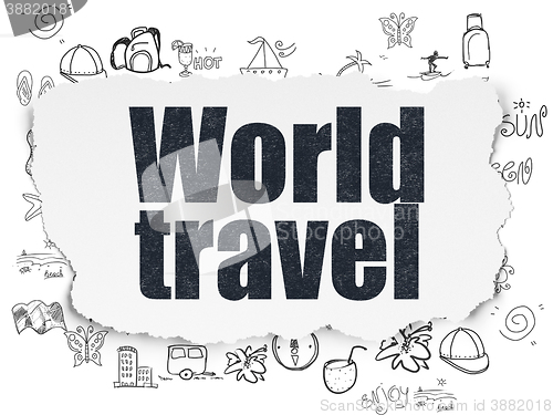 Image of Vacation concept: World Travel on Torn Paper background