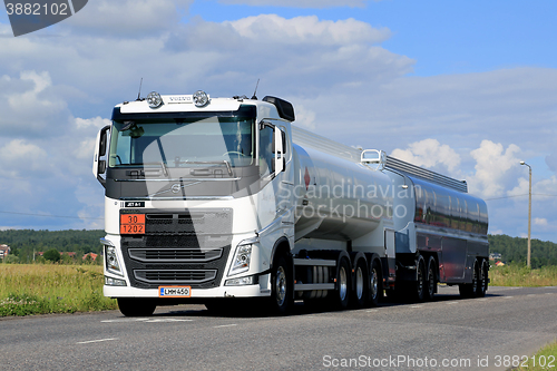 Image of White Volvo FH Tank Truck ADR on Summer Road