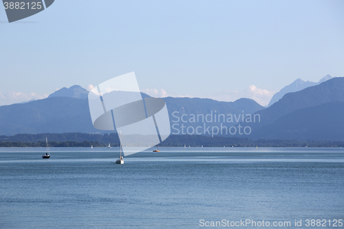 Image of Sailing boats at lake Chiemsee, Bavaria, Germany