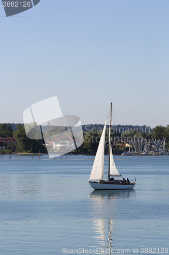 Image of Sailing boat at lake Chiemsee, Bavaria, Germany