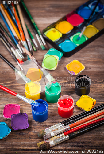 Image of Colors, Watercolors and brushes