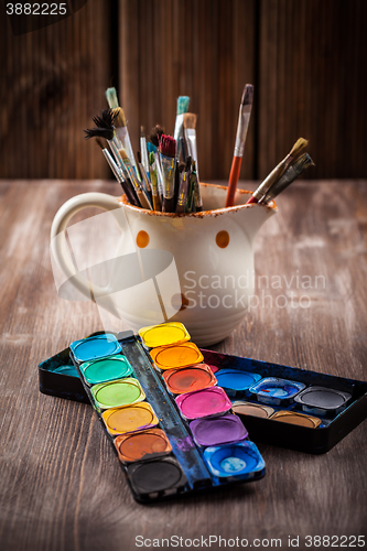 Image of Colors, Watercolors and brushes