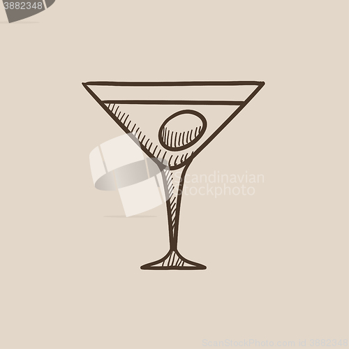 Image of Cocktail glass sketch icon.