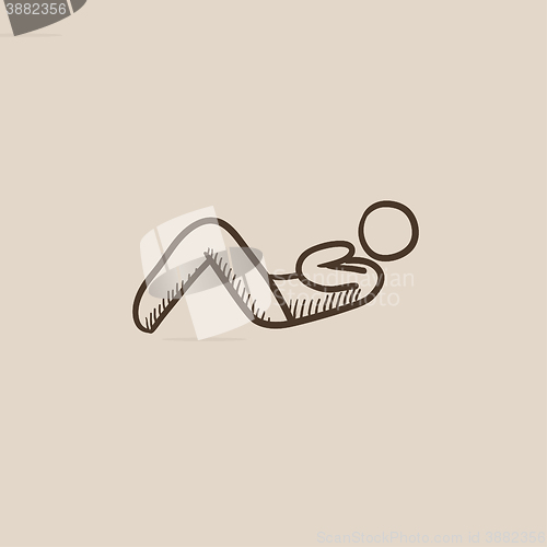 Image of Man doing abdominal crunches sketch icon.