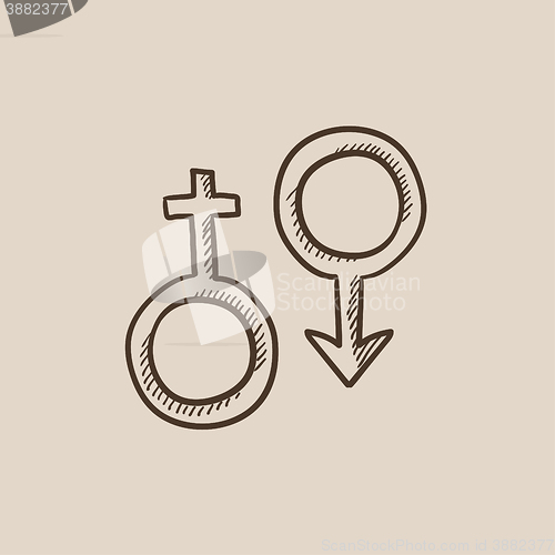 Image of Male and female symbol sketch icon.