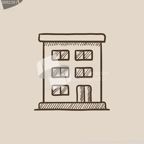 Image of Residential building sketch icon.