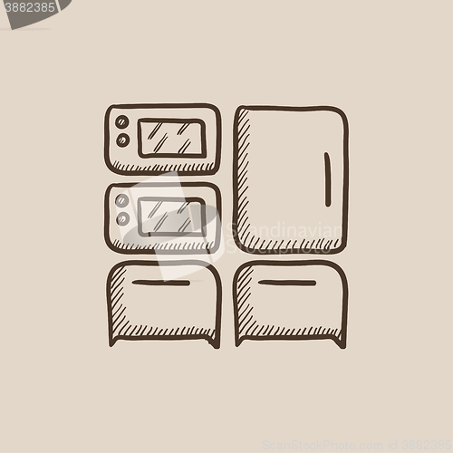 Image of Household appliances sketch icon.