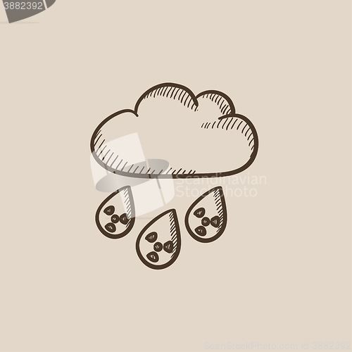 Image of Radioactive cloud and rain sketch icon.