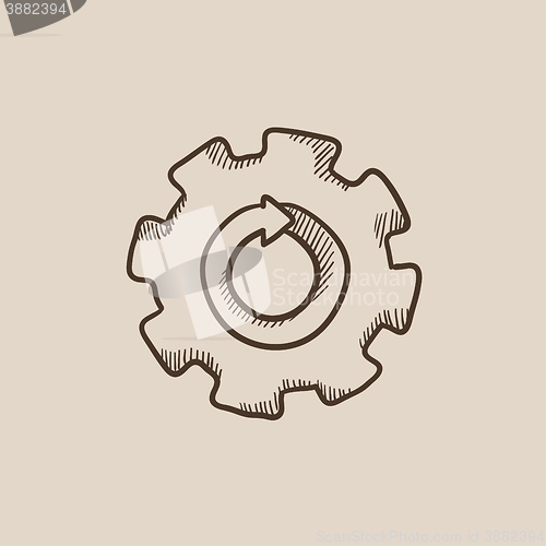 Image of Gear wheel with arrow sketch icon.
